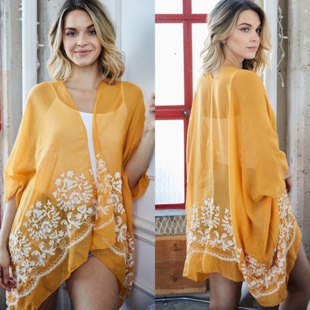 Boho Floral Embroidered Kimono